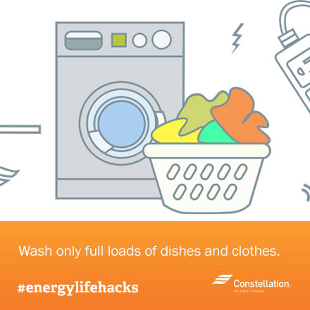 ways to save energy - wash only full loads of laundry