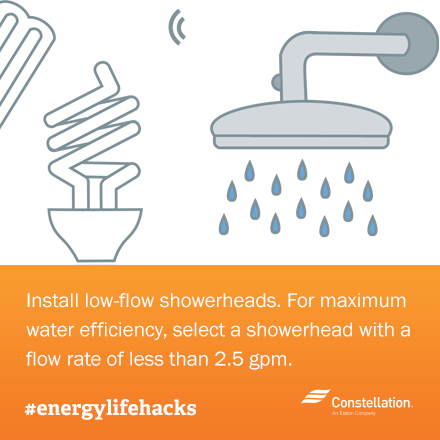 ways to save energy tip - install low flow shower headsy