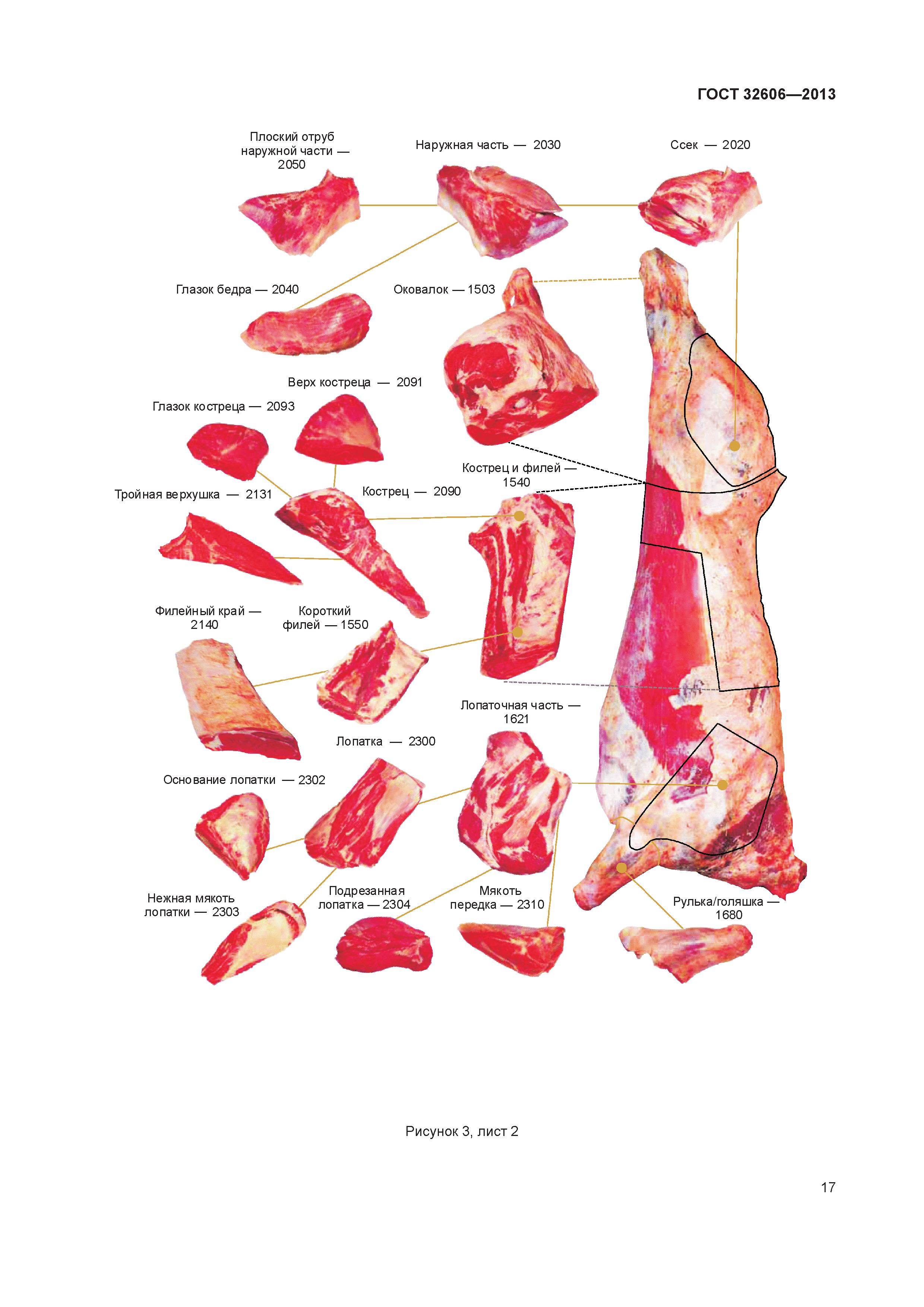 Вырезка части говядины