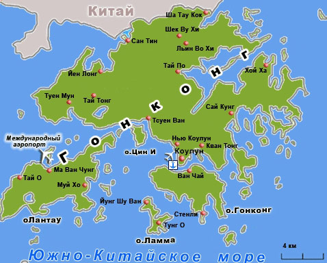 карта Гонконга